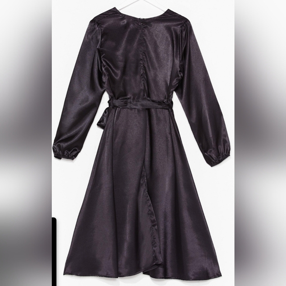 NWT Nasty Gal Collection Black Satin Midi Dress Curvy Plus Size 22 or XXL 2X - Picture 2 of 8